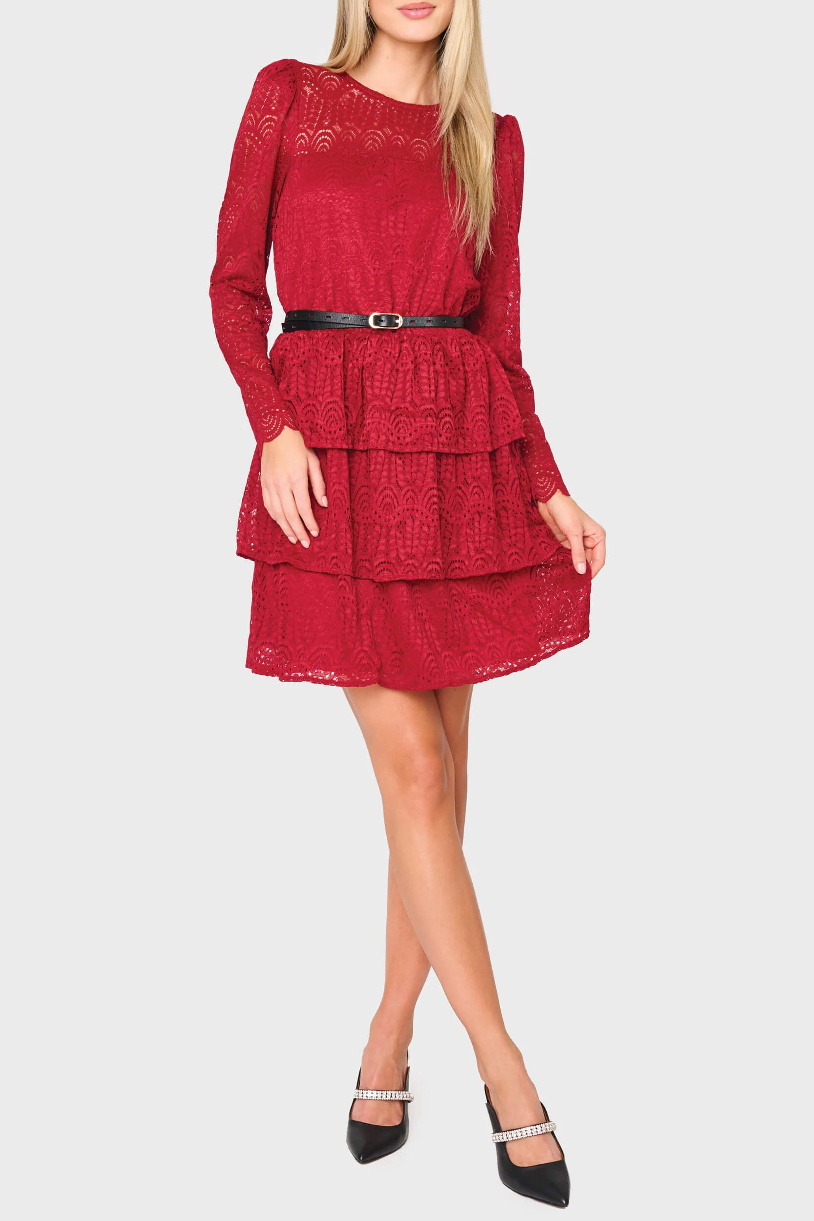 Scallop Lace Tiered Dress | Gibson