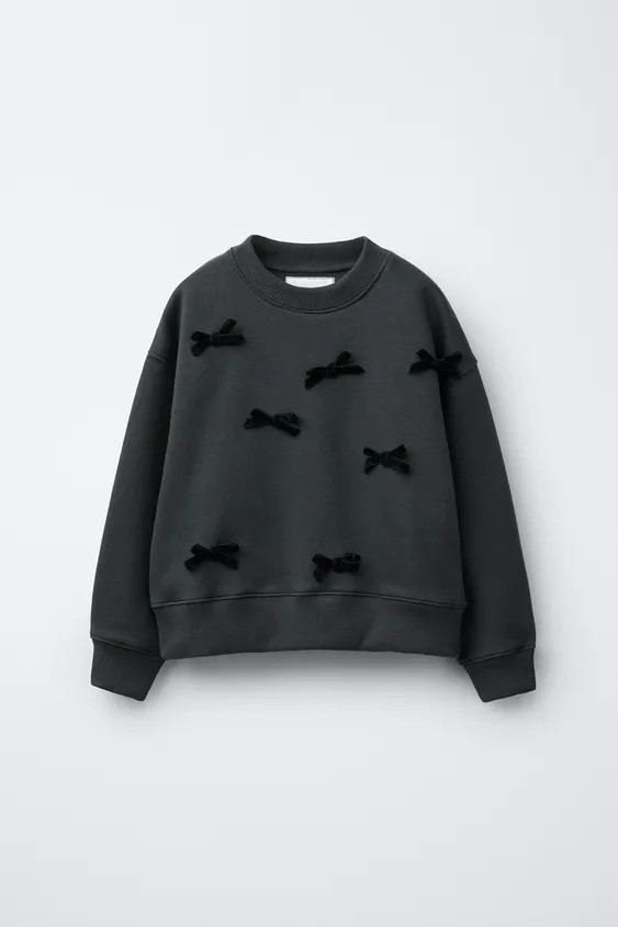 VELVET BOW SWEATSHIRT | Zara US