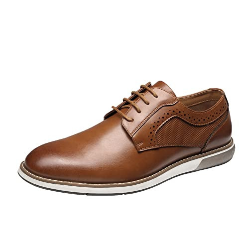 Bruno Marc Men's Casual Dress Sneaker Shoes, Business Formal Derby Plain Toe Oxfords Crossflex GentEdge,Size 10.5,Brown,SBOX223M | Amazon (US)