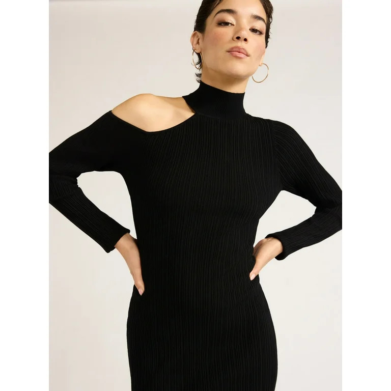 Sofia Jeans Women's Turtleneck Cutout Shoulder Sweater Dress, Sizes XS-XXL | Walmart (US)