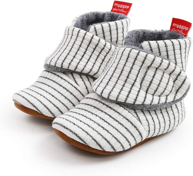 Newborn Baby Boys Girls Cotton Booties Boots Socks Casual Warm Cozy Fleece Boot Stripes Soft Bottom  | Amazon (CA)