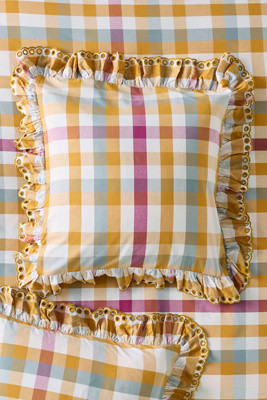 Martha Cotton Striped Ruffle Edge Euro Sham | Anthropologie (US)