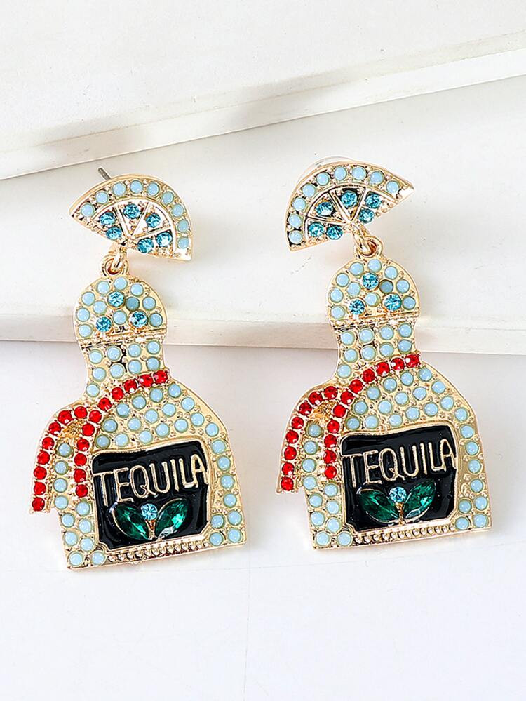 Rhinestone & Bottle Decor Drop Earrings | SHEIN