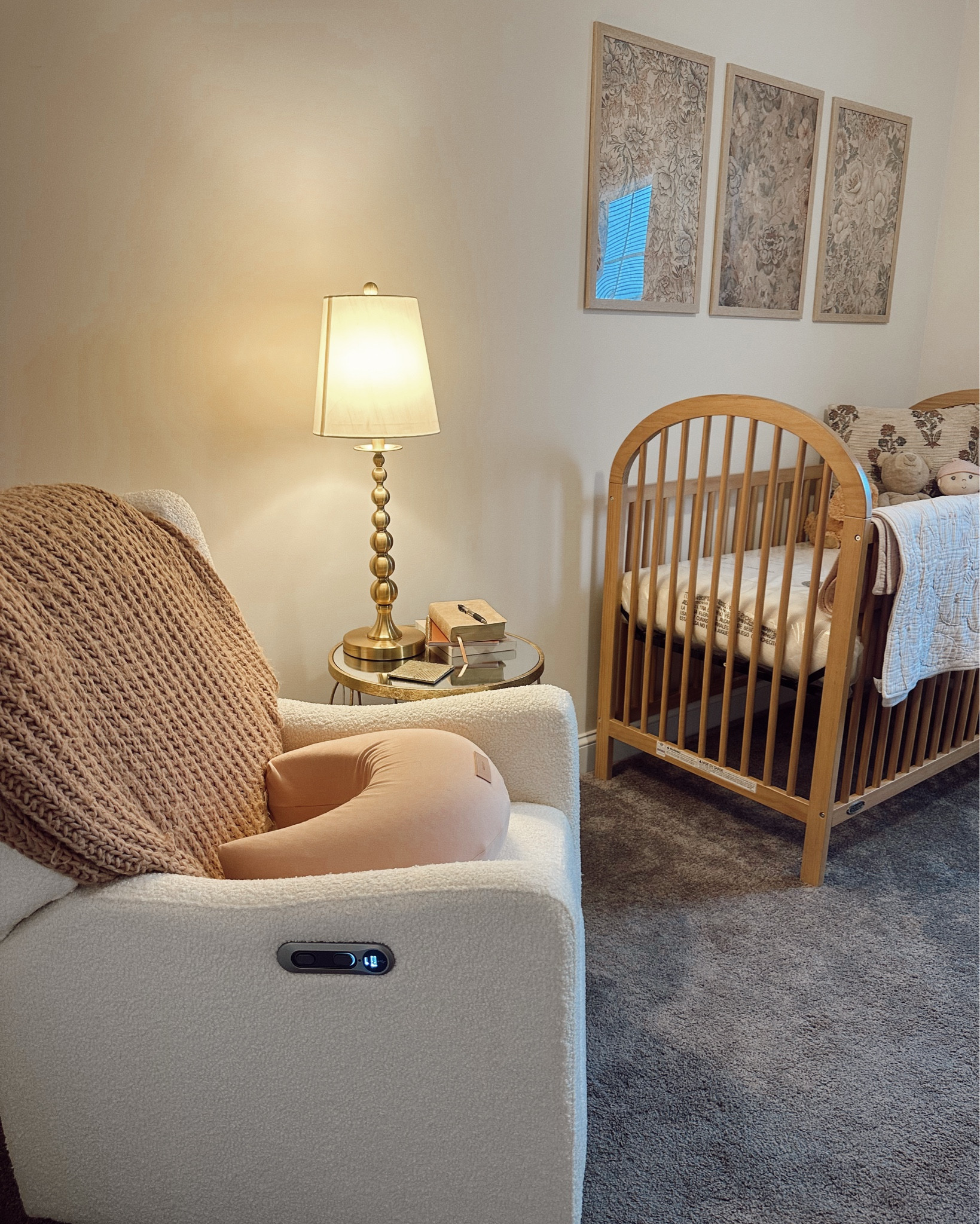 Y’all… this nursery glider has my HEART 🤣🎀 I catch myself sneaking in here just to sit + read because it’s THAT comfy. The vibes are truly 10/10 ✨ Just snagged a few more pieces and this room will be coming together in the next 2 weeks 🤭 
Benefits of a blue-collar hubby + OCD type-A wife = things getting DONE 💓🛒🛍️

#LTKBaby #LTKKids #LTKHome