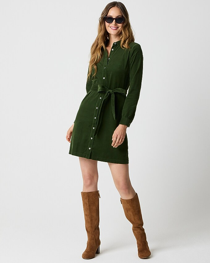 Long-sleeve corduroy shirt-dress | J.Crew Factory
