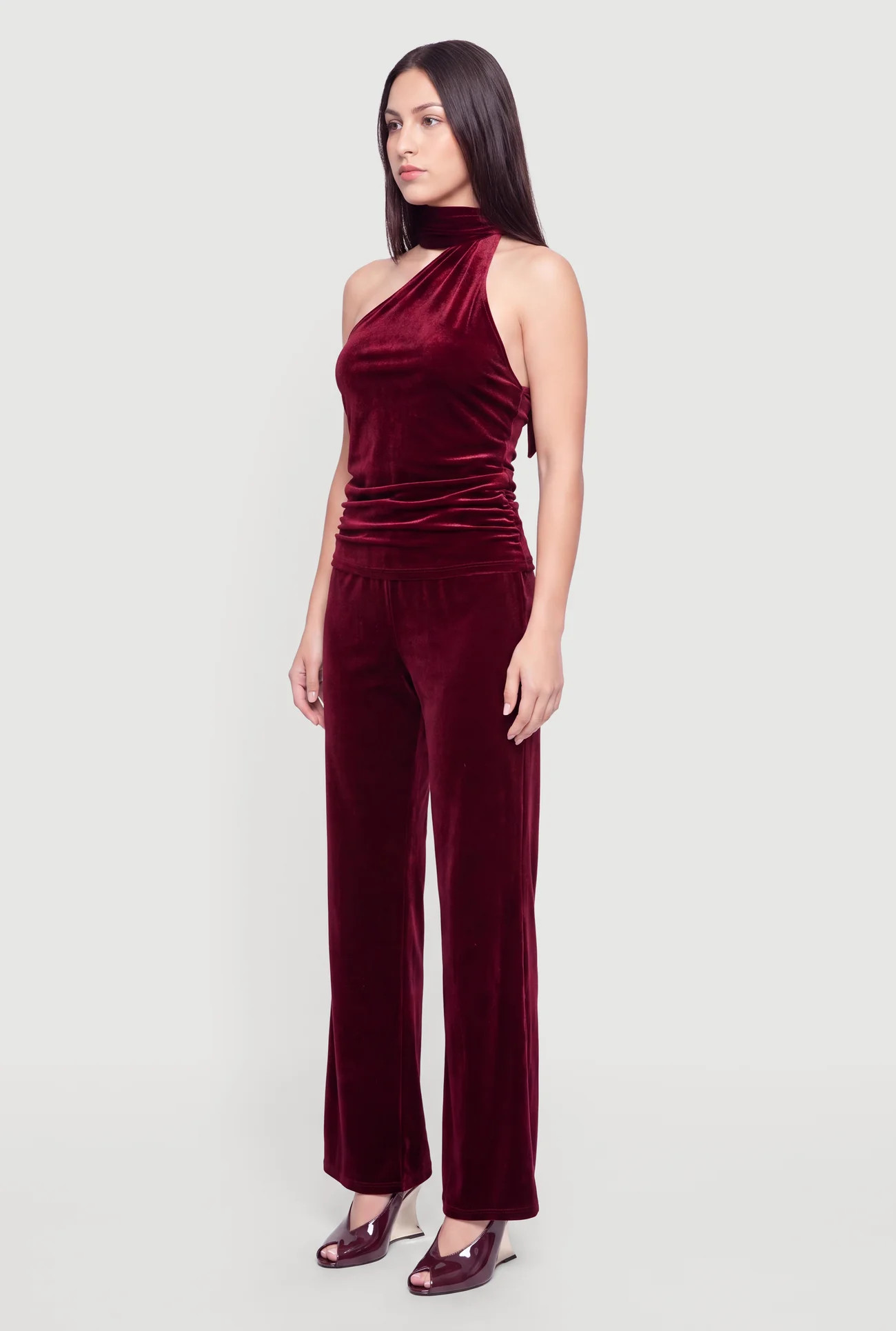 Velvet Scarf Neck Tie Halter Top | Rainbow Shops