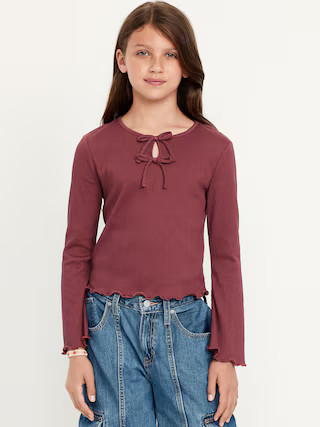 Long-Sleeve Tie-Bow Front Top for Girls | Old Navy (US)