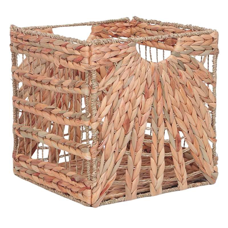 Folding Water Hyacinth & Seagrass Modular Storage Cube, 13" | At Home
