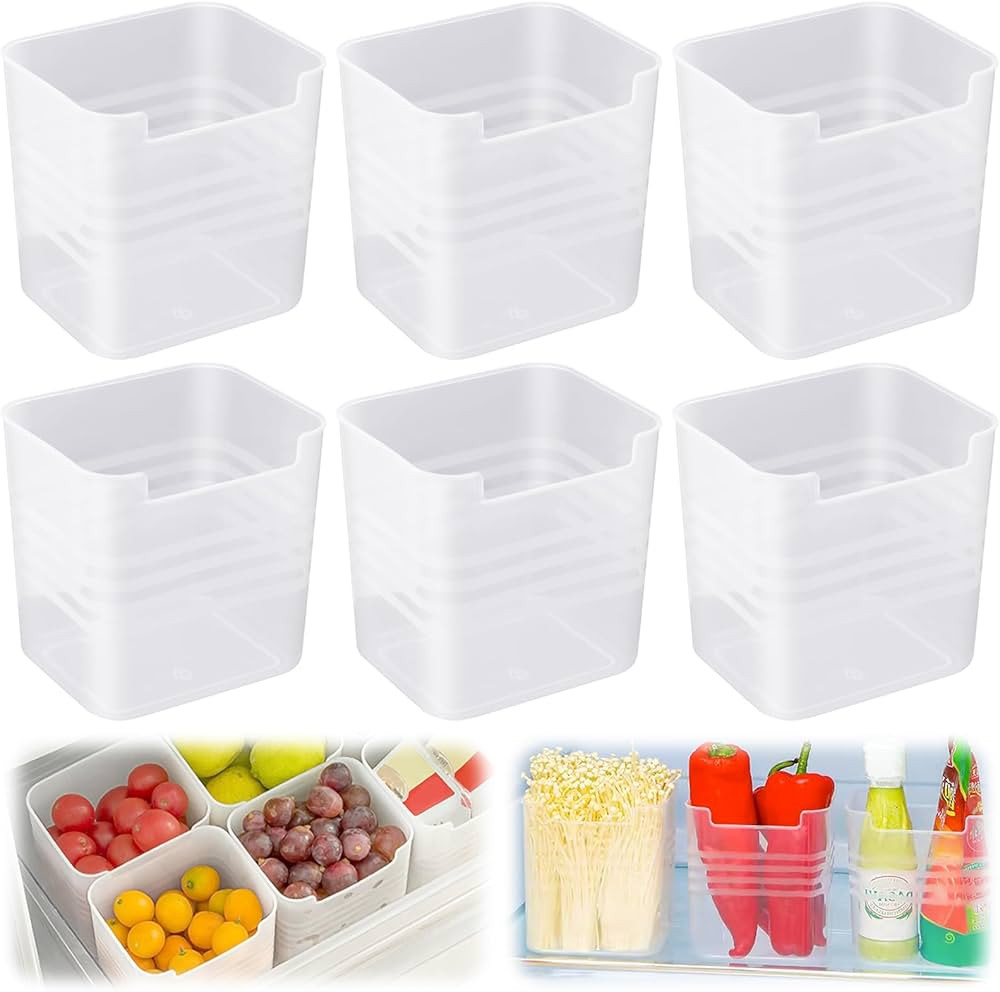 6 PCS Fridge Organizer Bins, Refrigerator Side Door Storage Box, Plastic Clear Storage Container ... | Amazon (US)