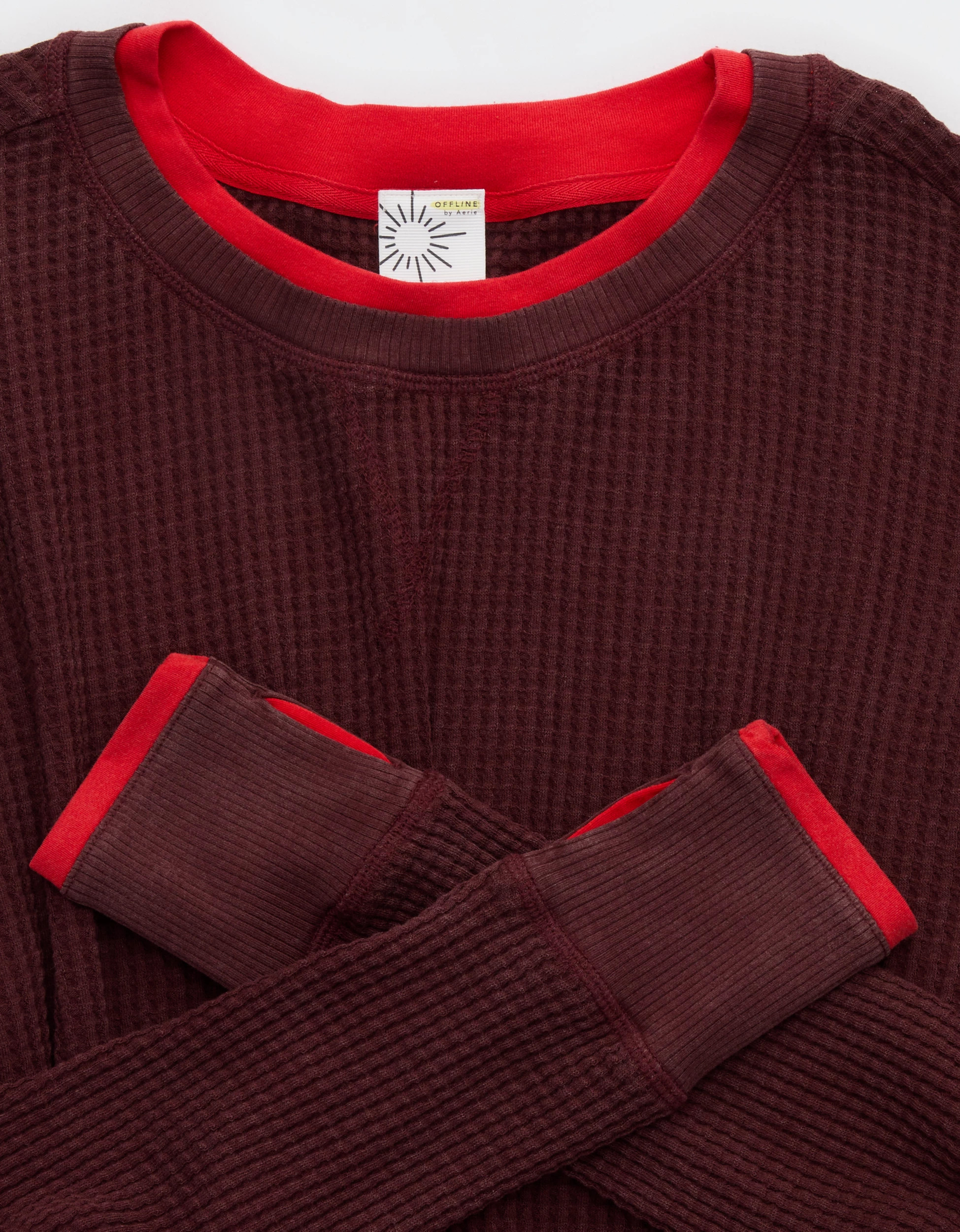 OFFLINE By Aerie Wow! Waffle Layered Long Sleeve T-Shirt | Aerie
