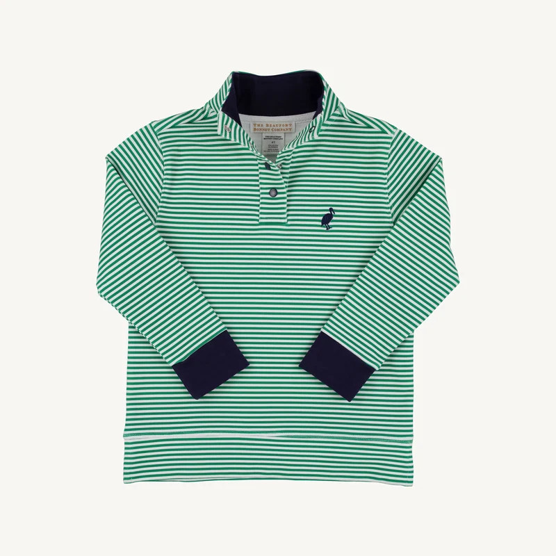 Pendleton Popped Collar - Kiawah Kelly Green Stripe & Navy | The Beaufort Bonnet Company
