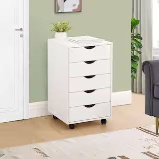 White 5-Drawer Office File Cabinets Wooden File Cabinets for Home Office Lateral File Cabinet Wood F | The Home Depot