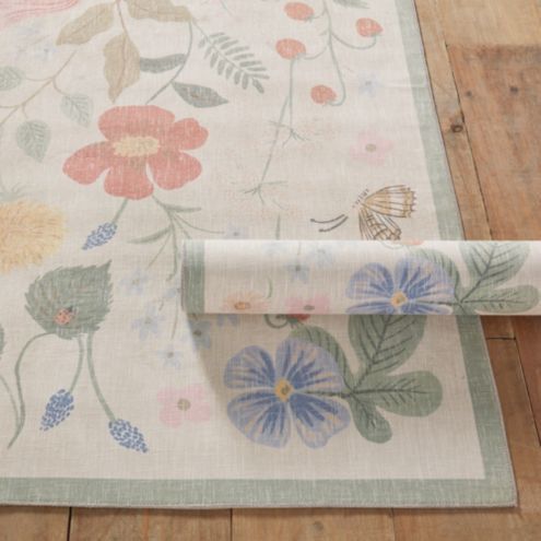 Rifle Paper Co. Strawberry Fields Flower Patterned Area Rug in Polyester, Viscose & Cotton | Ballard Designs, Inc.