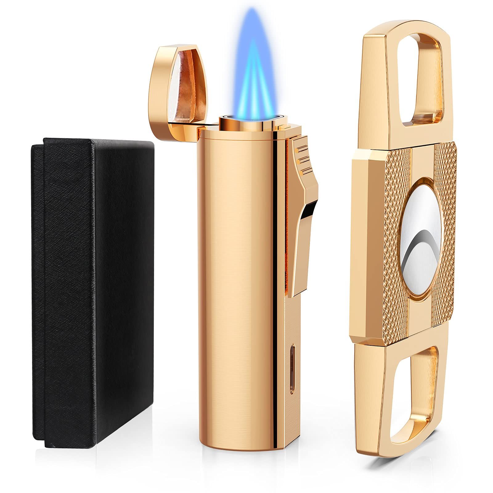 RONXS Torch Lighter and Cigar Cutter Set, Adjustable Triple Jet Flame Cigar Lighter, Windproof Bu... | Amazon (US)