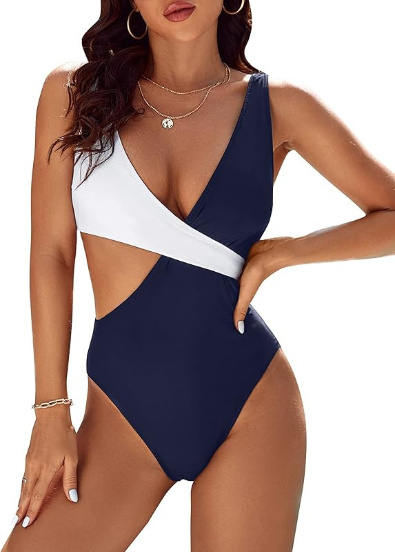 Blooming Jelly Womens One Piece Cutout Swimsuits Sexy High Cut Bathing Suits Cheeky Color Block M... | Amazon (US)