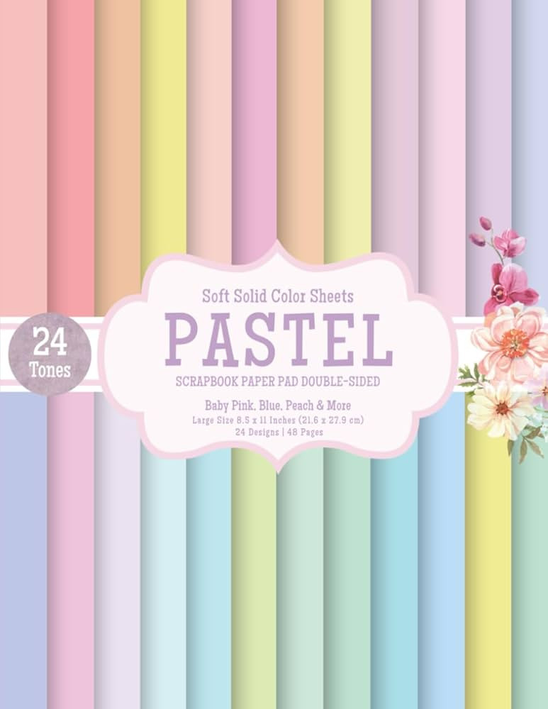 Pastel Scrapbook Paper Pad: Soft Solid Colors in Baby Pink, Blue, Peach & More: 24 Double-Sided S... | Amazon (US)