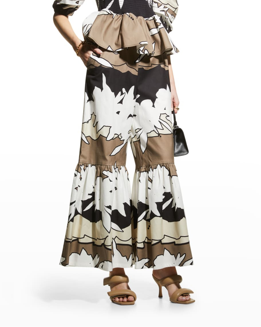 Autumn Adeigbo Cricket Printed Flare-Leg Pants | Neiman Marcus