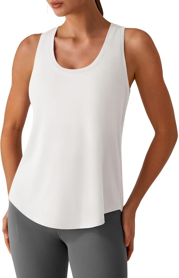 G4Free Lyocell Racerback Women's Workout Tank Tops Loose Fit Hip Length | Amazon (US)