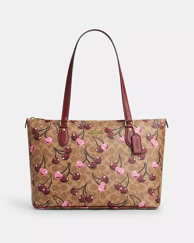 Gallery Tote Bag In Signature Canvas With Cherry Print | Coach Outlet US