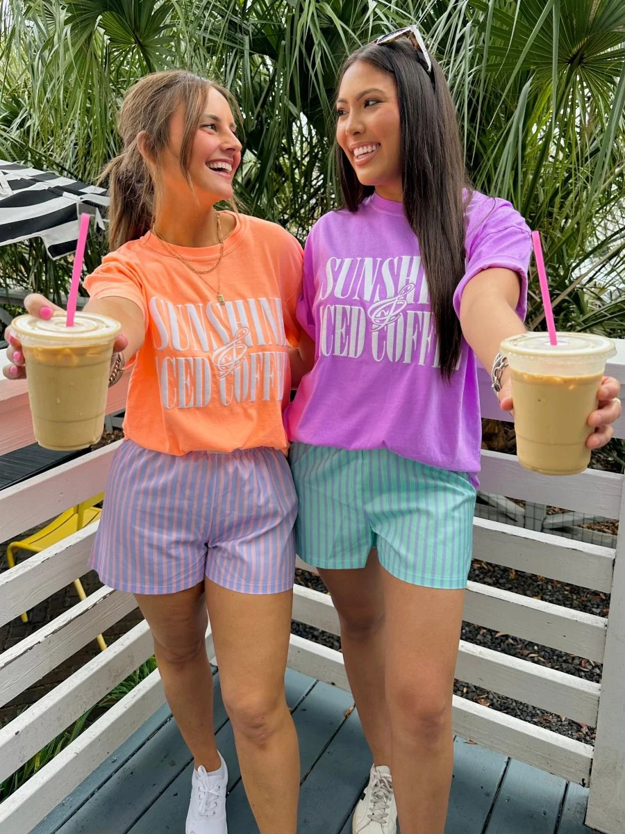 'Sunshine & Iced Coffee' PUFF T-Shirt | United Monograms