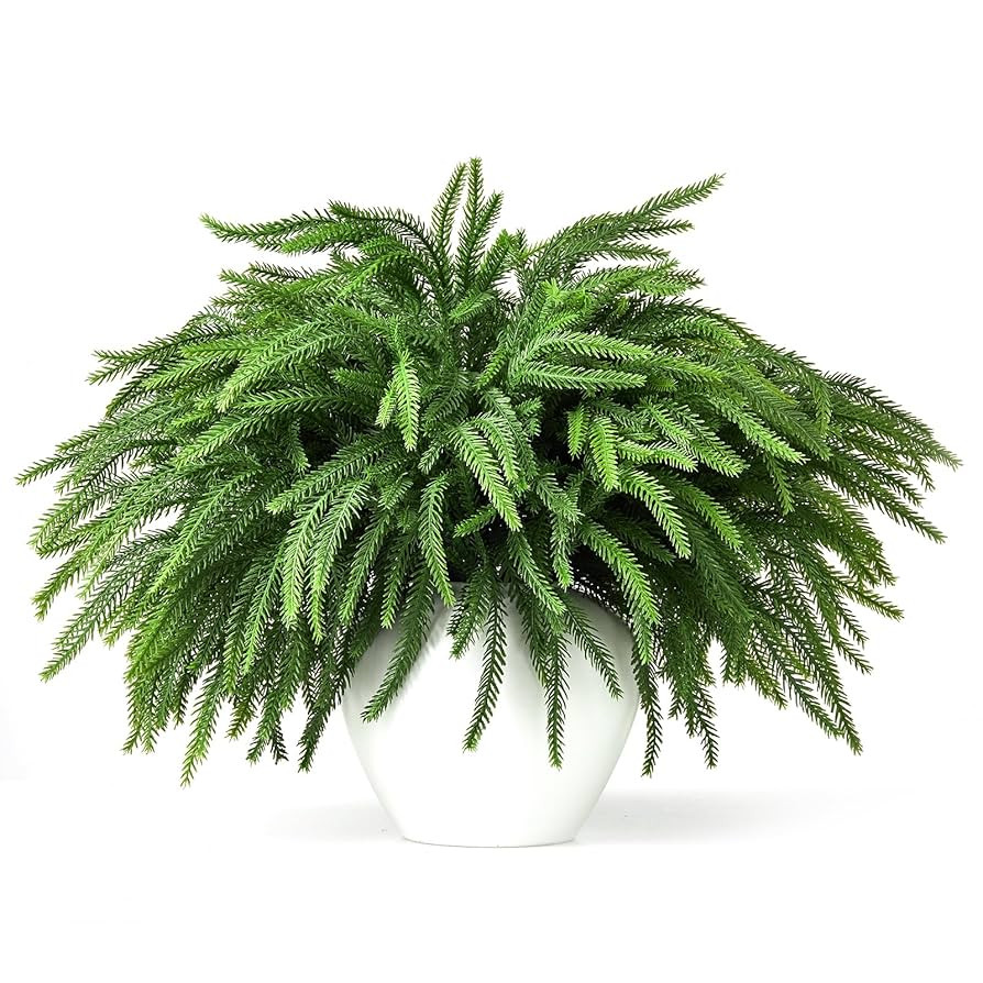 16 Pcs Norfolk Pine Stems, 19" Long Artificial Norfolk Pine Branches, Faux Greenery Stems, Real T... | Amazon (US)