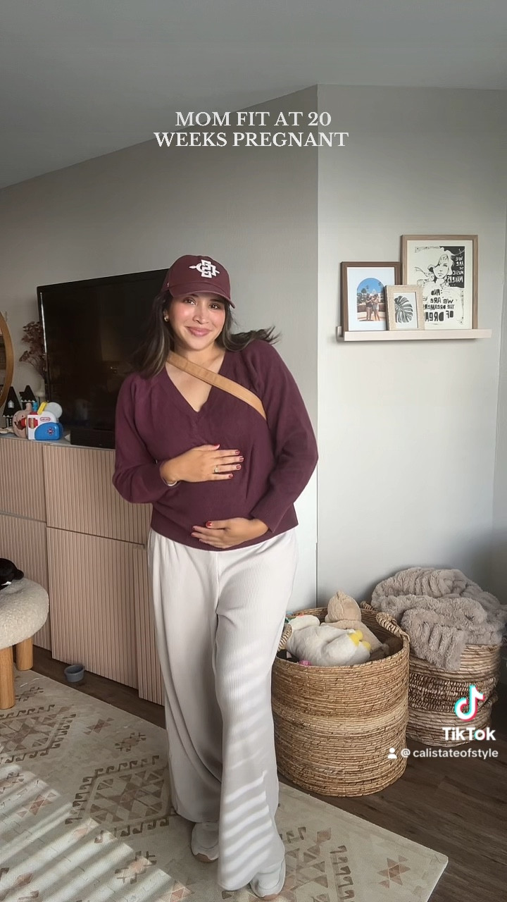 Pregnancy ootd, fall burgundy sweater, mom outfit, cozy waffle knit pants

#LTKBump #LTKSeasonal