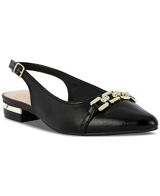 Women's Quinay Pavé Chain Detail Slingback Flats | Macy's