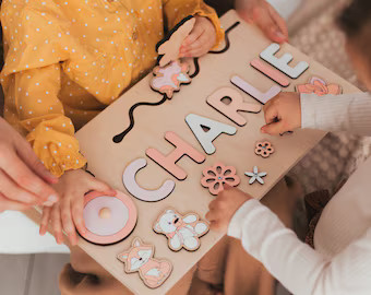 Name Puzzle Girl - Wooden Toy with Butterfly at extra charge - Kids Name Sign - Customized Puzzle... | Etsy (US)