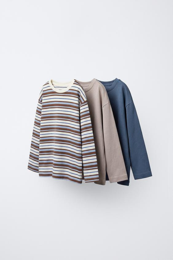 3-PACK OF STRIPED AND PLAIN T-SHIRTS | Zara UK