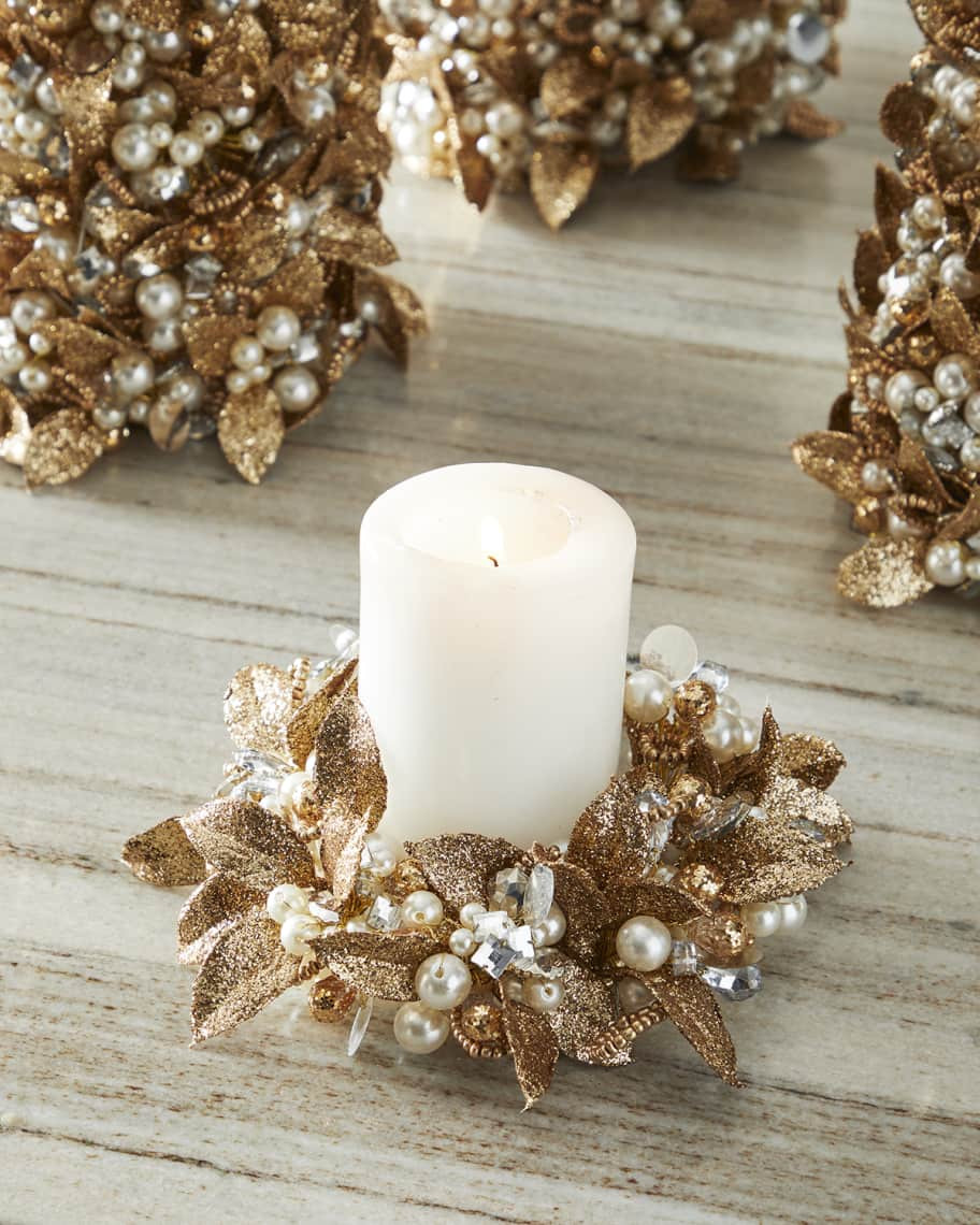 Salzburg Creations 4" Radiant Pearl Candle Ring Wreath | Neiman Marcus