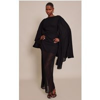Black Chiffon Cape Detail Maxi Dress | PrettyLittleThing IE
