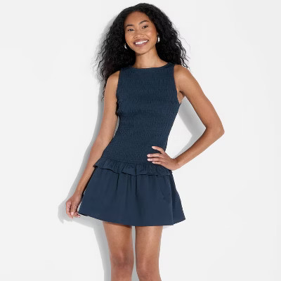 Women's High Neck Smocked Mini A-Line Dress - Wild Fable™ | Target