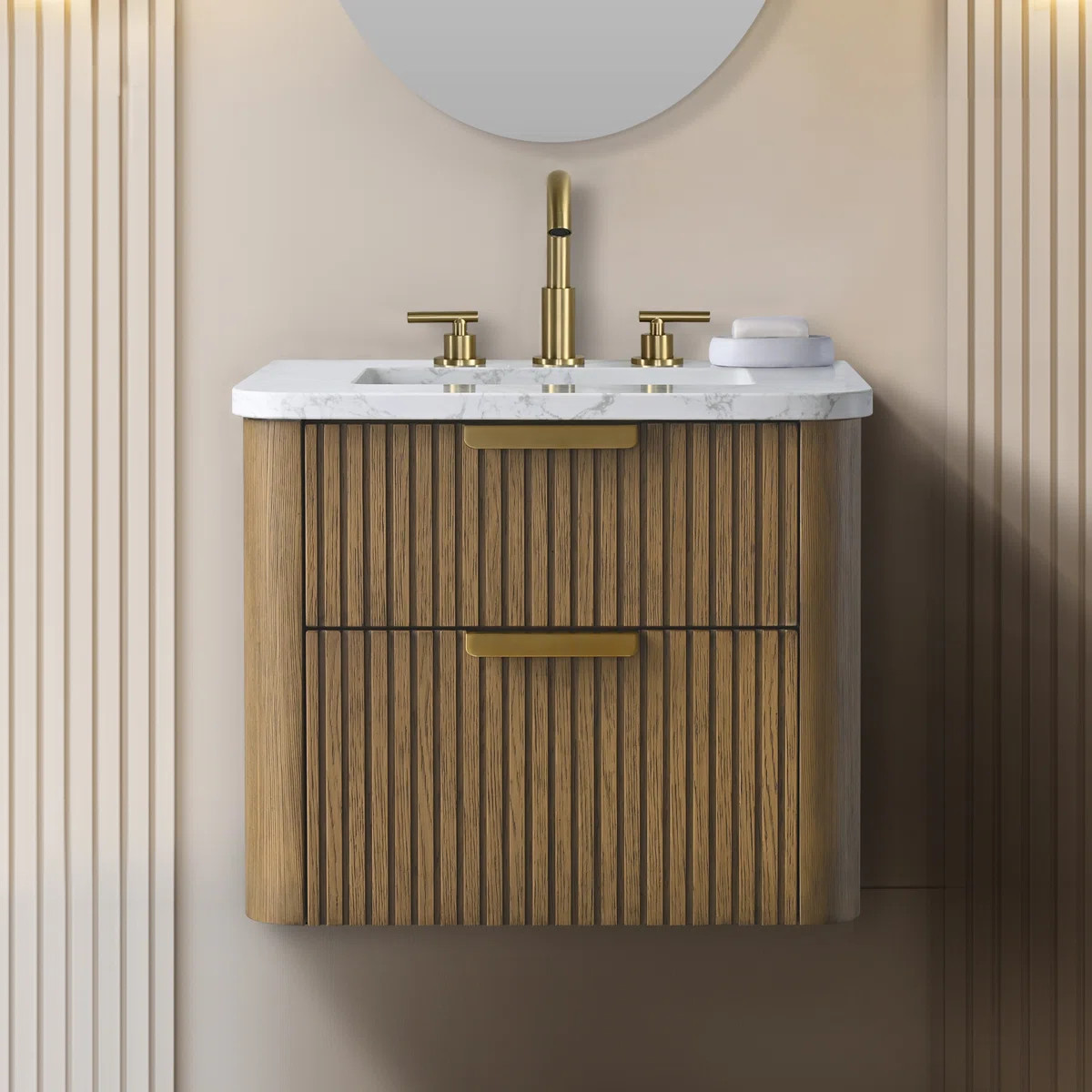 Liljan 24'' Wall-Mounted Single Bathroom Vanity with Engineered Stone Top | Wayfair North America