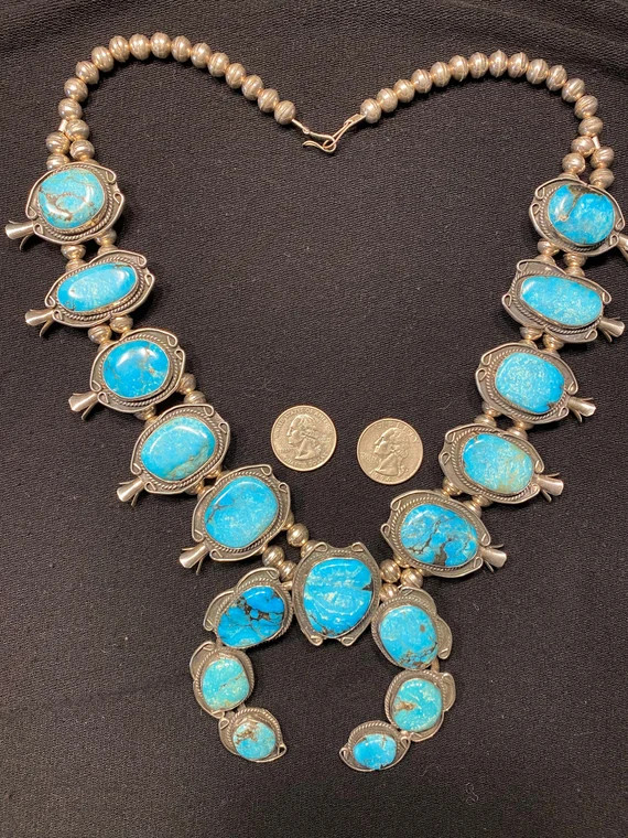 232 Grams Vintage Signed SW Sterling Turquoise Squash Blossom | Etsy | Etsy (US)