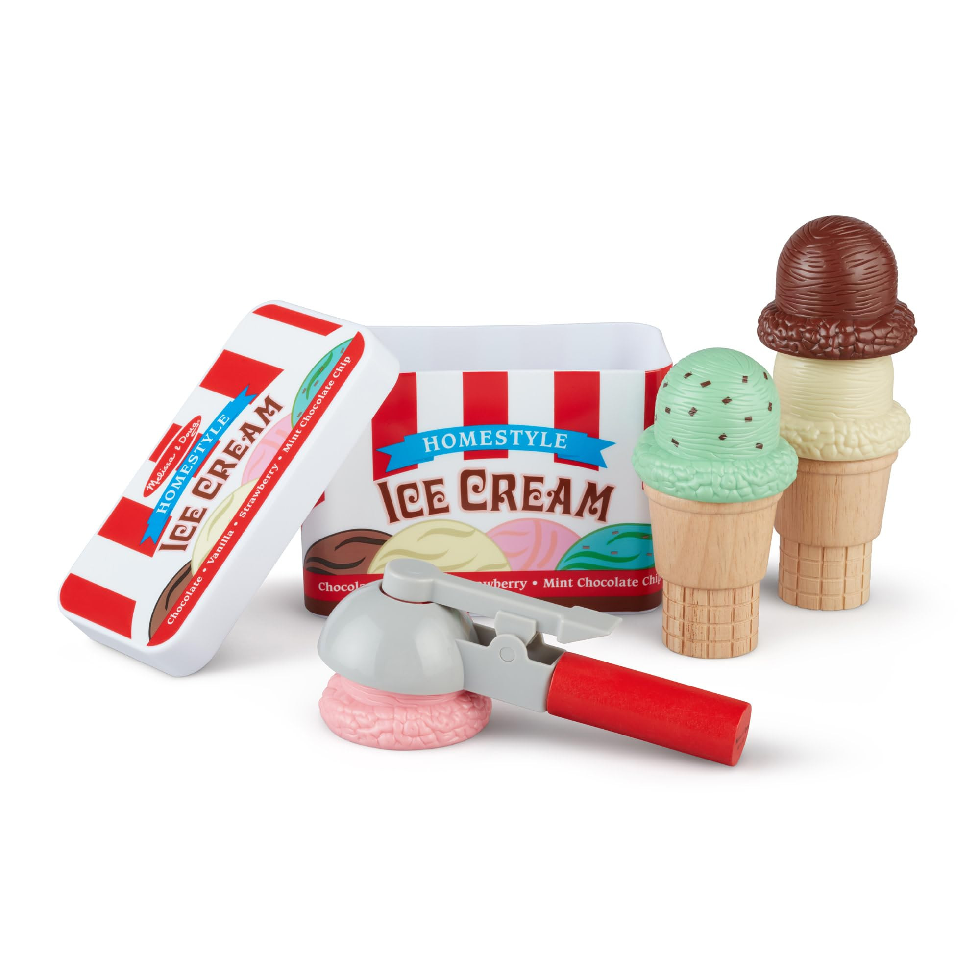 Melissa & Doug Scoop and Stack Ice Cream Cone Wooden Magnetic Pretend Play Food Set, Preschool To... | Amazon (US)