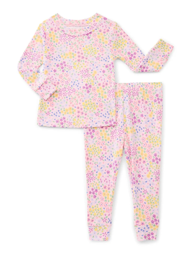 Wonder Nation Toddler Boys or Girls Snug-Fit Cotton Long-Sleeve Top and Pants Pajama Set, 2-Piece... | Walmart (US)
