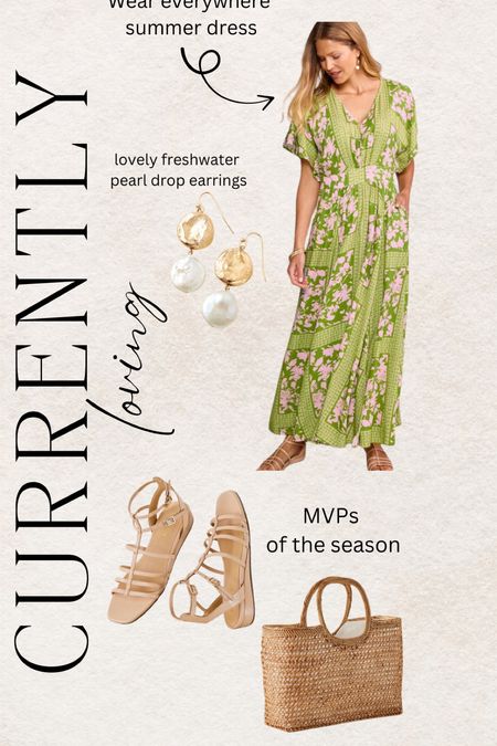 Wear everywhere flowy summer maxi dress. Roomy fit. Runs tts. Pair with these gladiator sandals in nude or gold, freshwater pearls, and structured woven tote.! 
Sandals run large. Size down half size.

Take $20 off purchase with code: GETAWAY

#LTKFindsUnder100 #LTKStyleTip #LTKSeasonal
