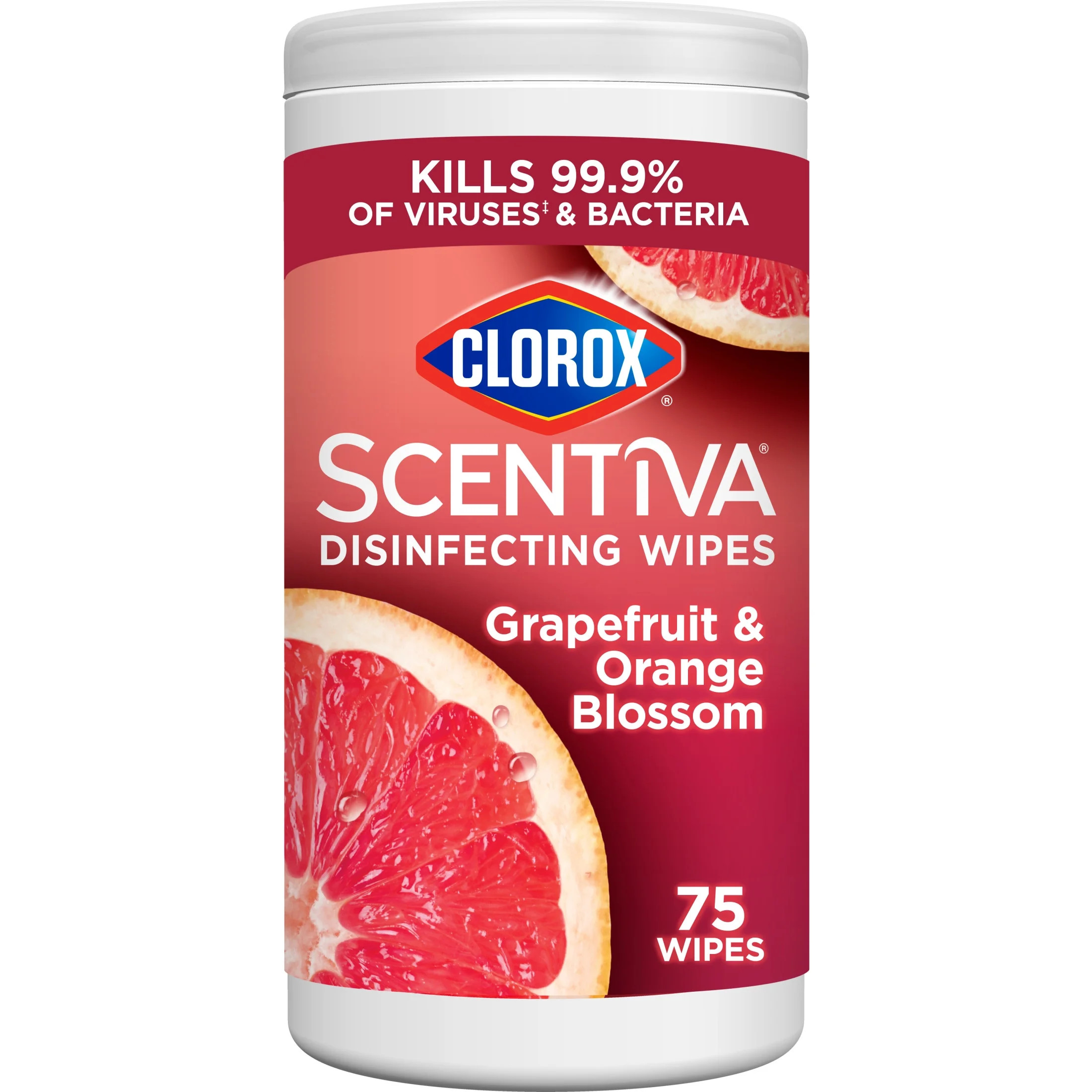 Clorox Scentiva Bleach-Free Cleaning Wipes, Grapefruit & Orange Blossom, 75 Count | Walmart (US)