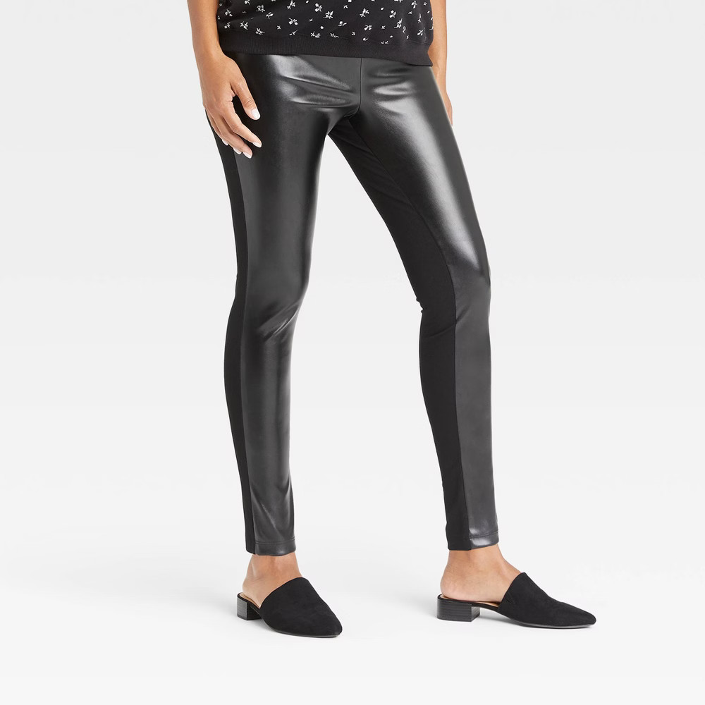 The Nines by HATCH Faux Leather Maternity Leggings Black S | Target