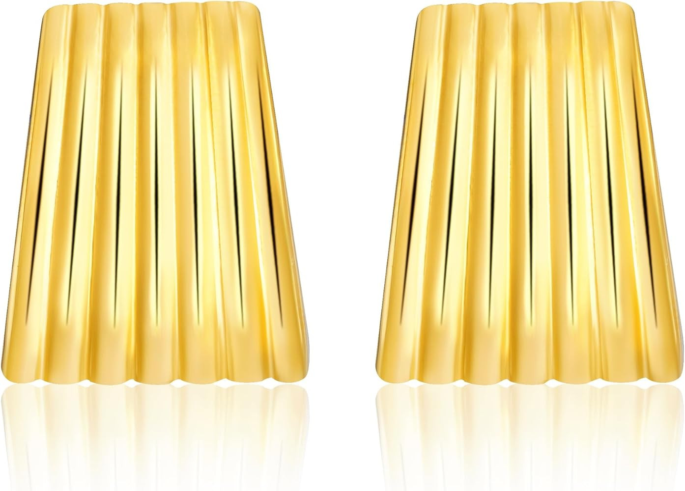 Gold Ribbed Trapezoid Earrings for Women - Trendy Chunky Geometric 18K Gold Statement Accessories | Amazon (US)