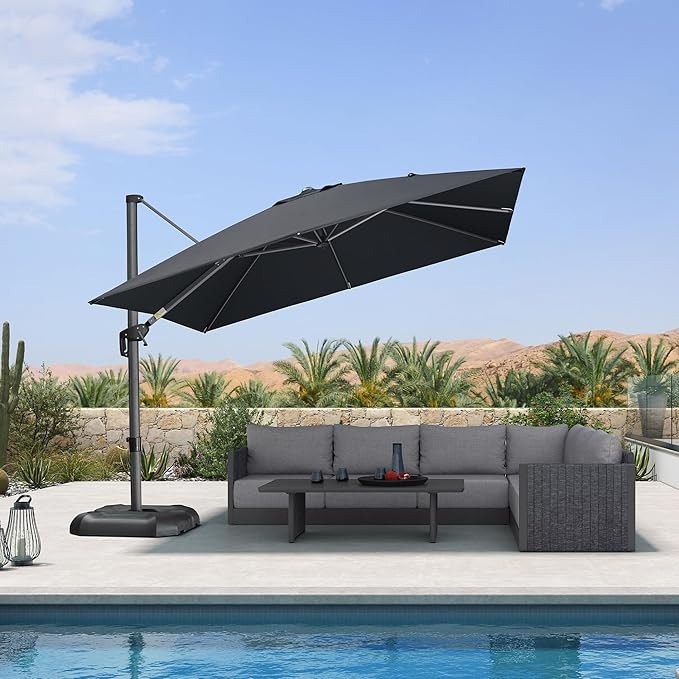 PURPLE LEAF 10 Feet Patio Umbrella Outdoor Cantilever Square Umbrella Aluminum Offset Umbrella wi... | Amazon (US)