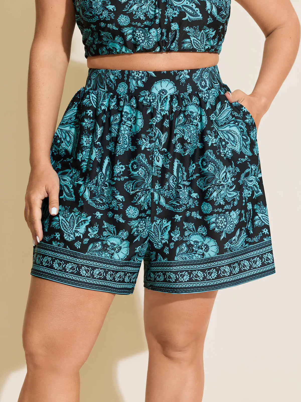 Paisley Print Pockets Swim Bottoms | Bloomchic