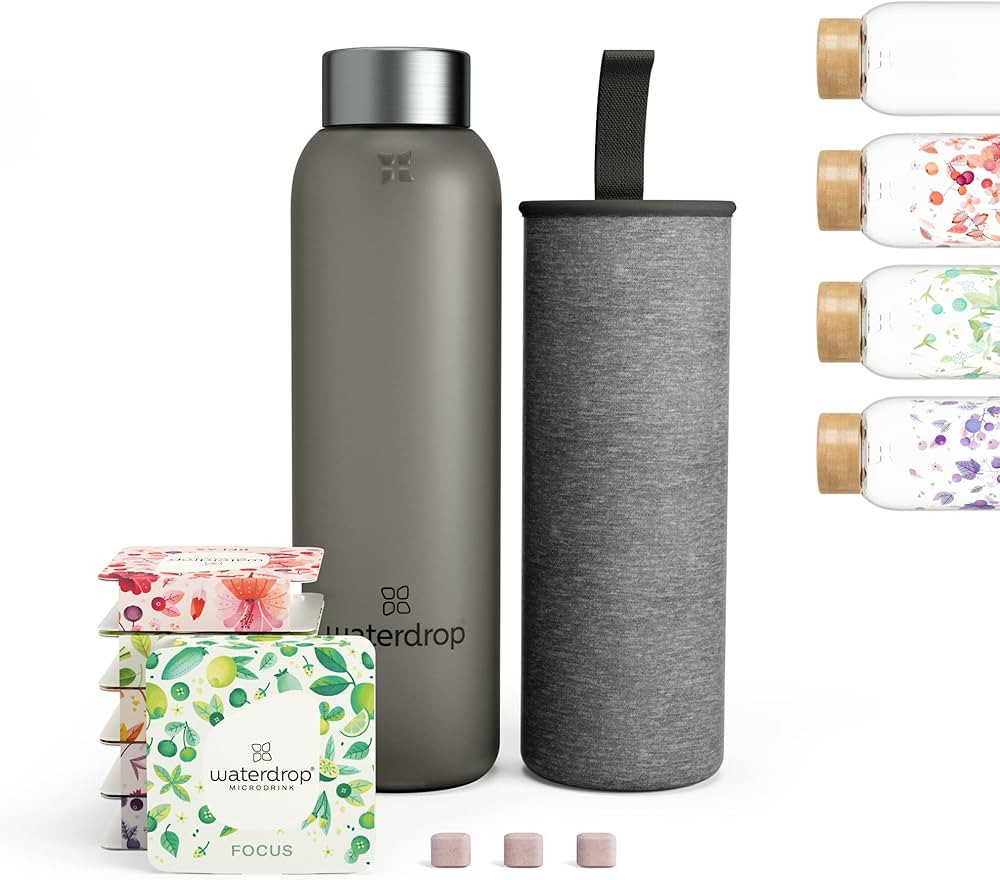 waterdrop® Starter Set Glass with 1x Glass Bottle + 18 Microdrinks Vitamin Hydration Cubes in 6 ... | Amazon (UK)