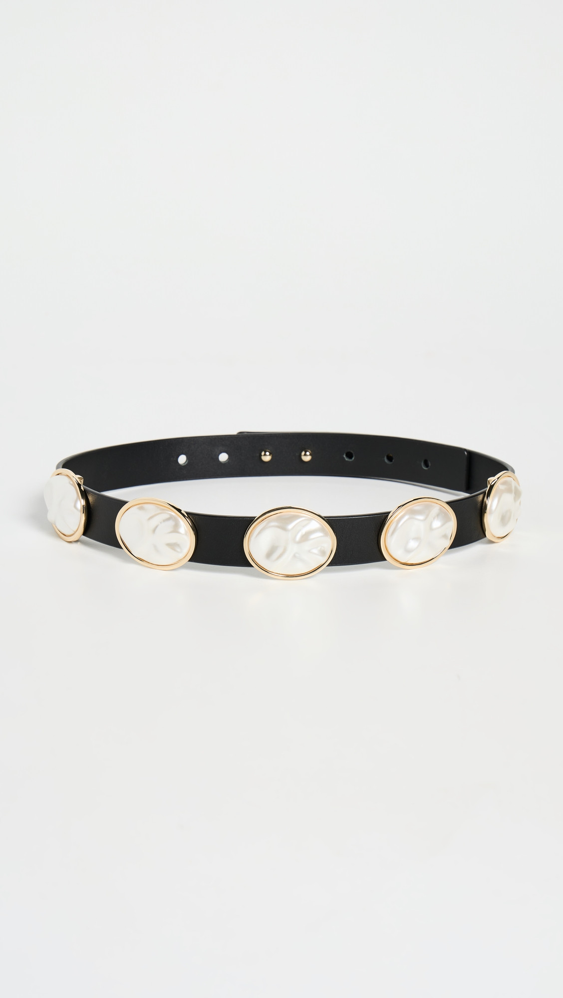 Lele Sadoughi Oval Pearl Station Belt Jet L/XL | Shopbop