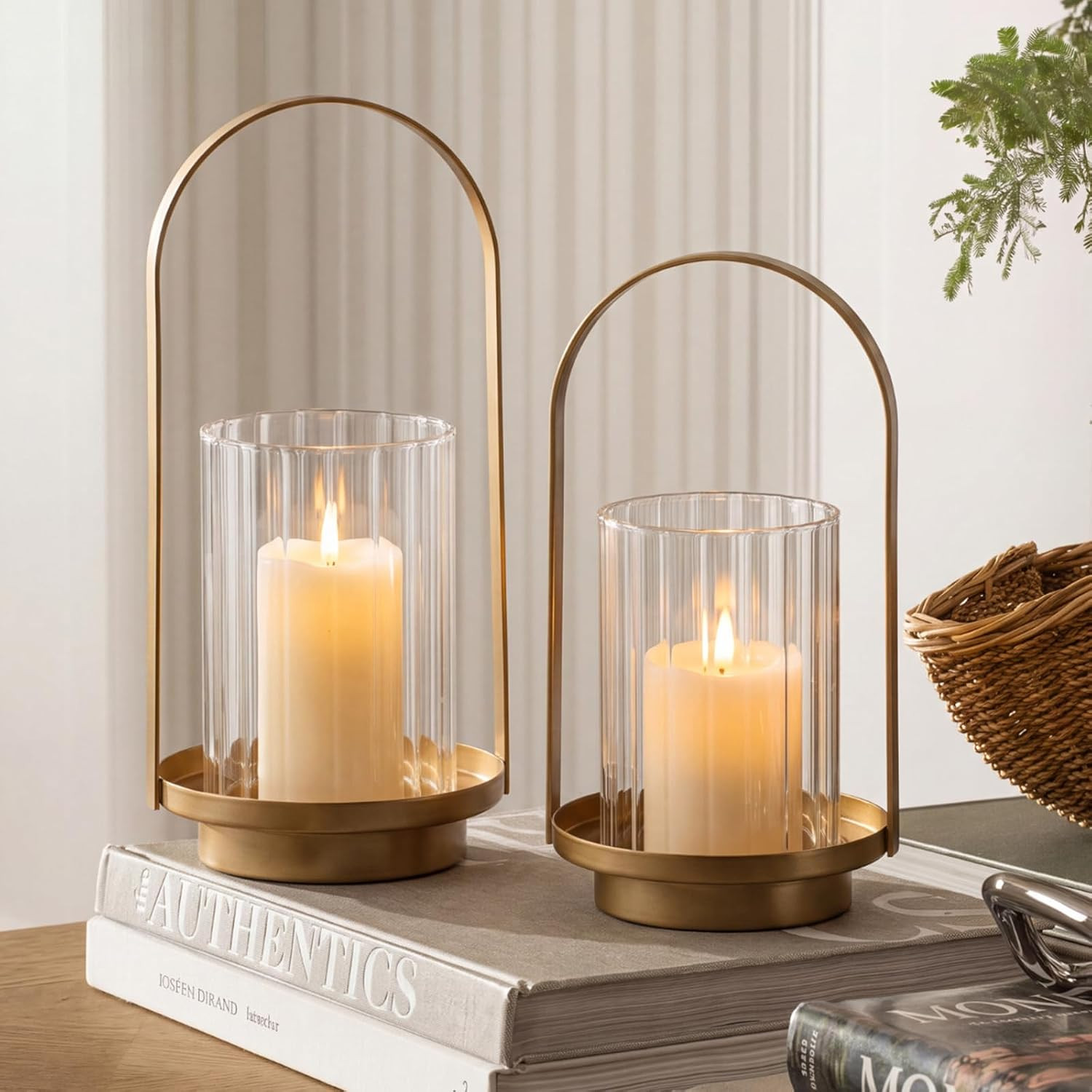 Set of 2 Hurricane Candle Holder with Glass Base,Classic Style | Amazon (US)
