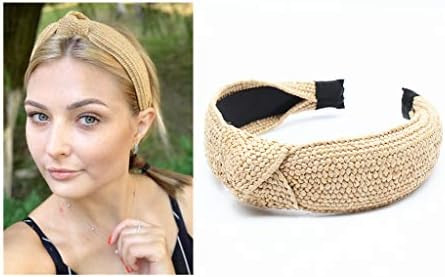 Straw Headbands Womens Fashion Hair Accessories Twist Knot Wide Hand Knitted Statement Summer Ret... | Amazon (US)