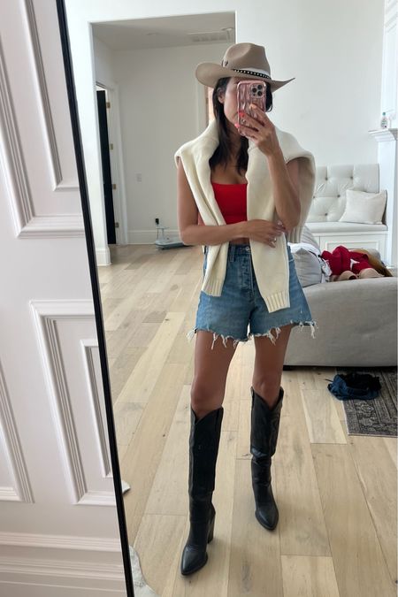 Country weekend outfit ❤️  this white oversized sweater is the perfect layer I have it in multiple colors

Country concert outfit, cowgirl boots, western boots, brown boots, denim shorts, Nashville outfit, concert outfit, summer concert outfit, white sweater, weekend outfit, John galt sweater, Abercrombie, amazon finds, Christine Andrew 

#LTKStyleTip #LTKFindsUnder50 #LTKSeasonal