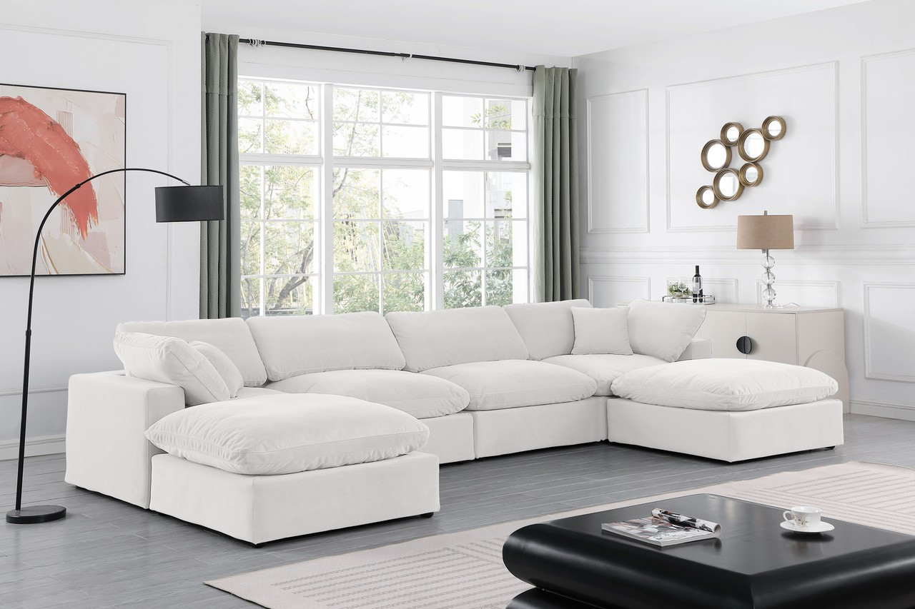 Comfy Velvet 6 Piece Modular Sectional In Cream | 1stopbedrooms
