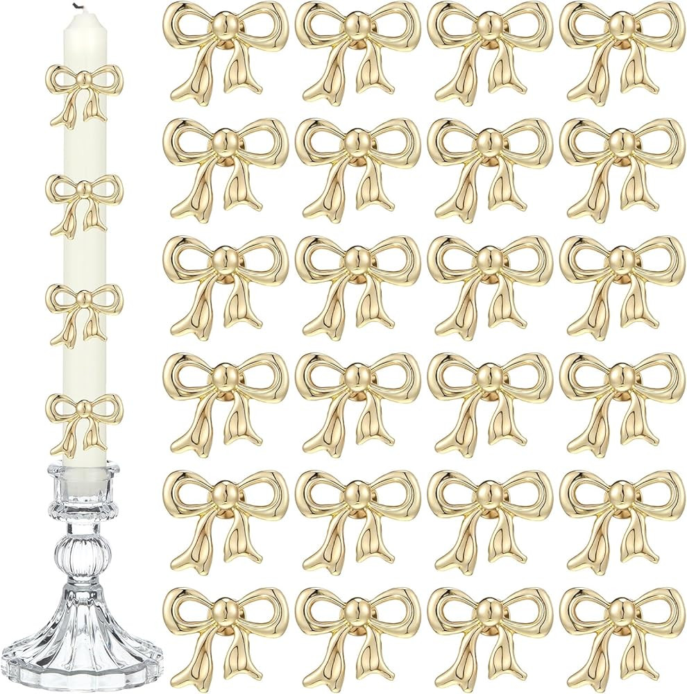 Janinka 24 Pcs Mini Gold Bow Brooch Pin Decorative Brooch for DIY Candles Vintage Bowknot Pin for... | Amazon (US)