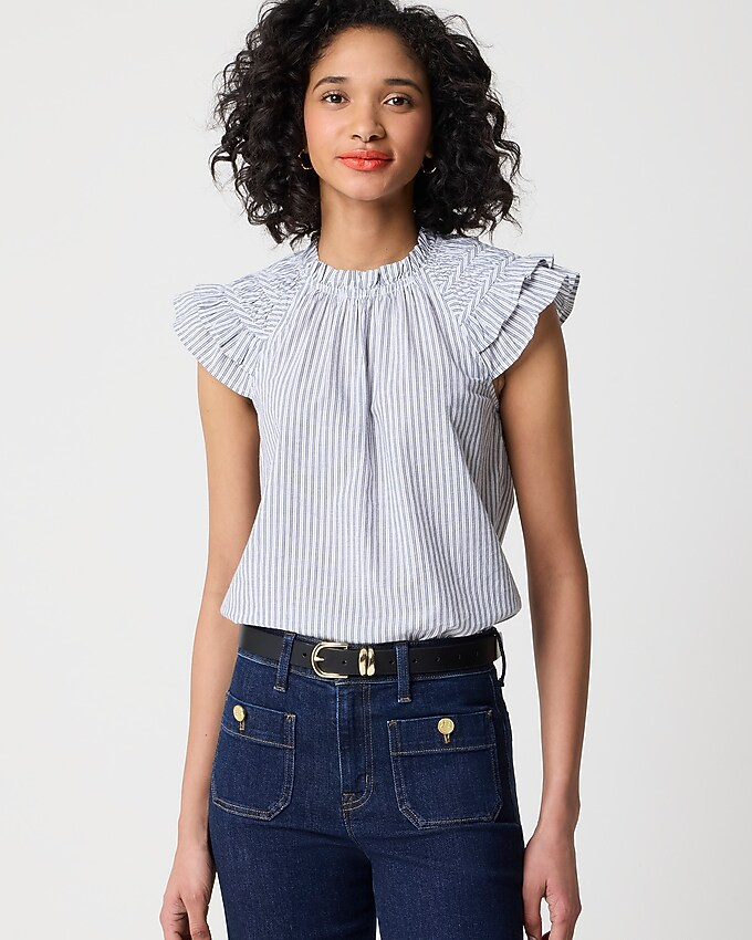 Striped flutter-sleeve top | J.Crew Factory